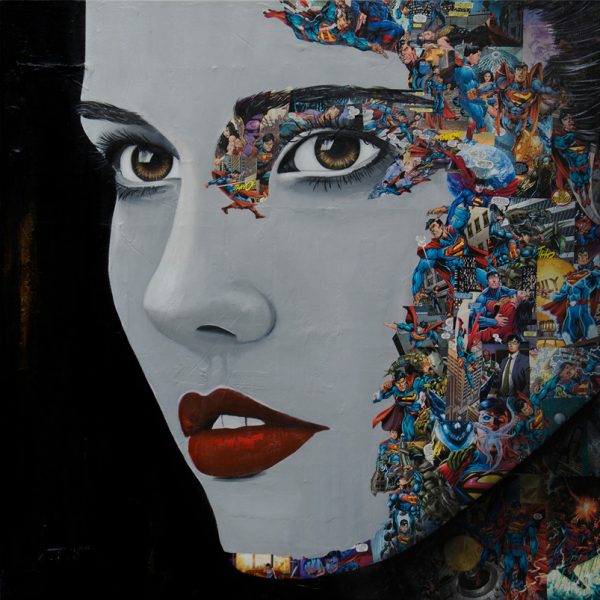 Moon is our sun | collage and acrylic on canvas | 120 x120 cm